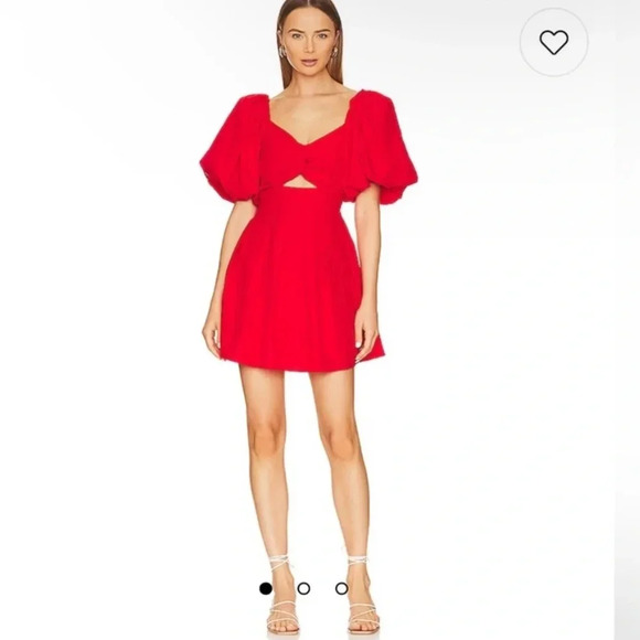 Astr Dresses & Skirts - Like new! ASTR The Label Serilda Cutout Puff Sleeve Red Lyocell Mini Dress Small